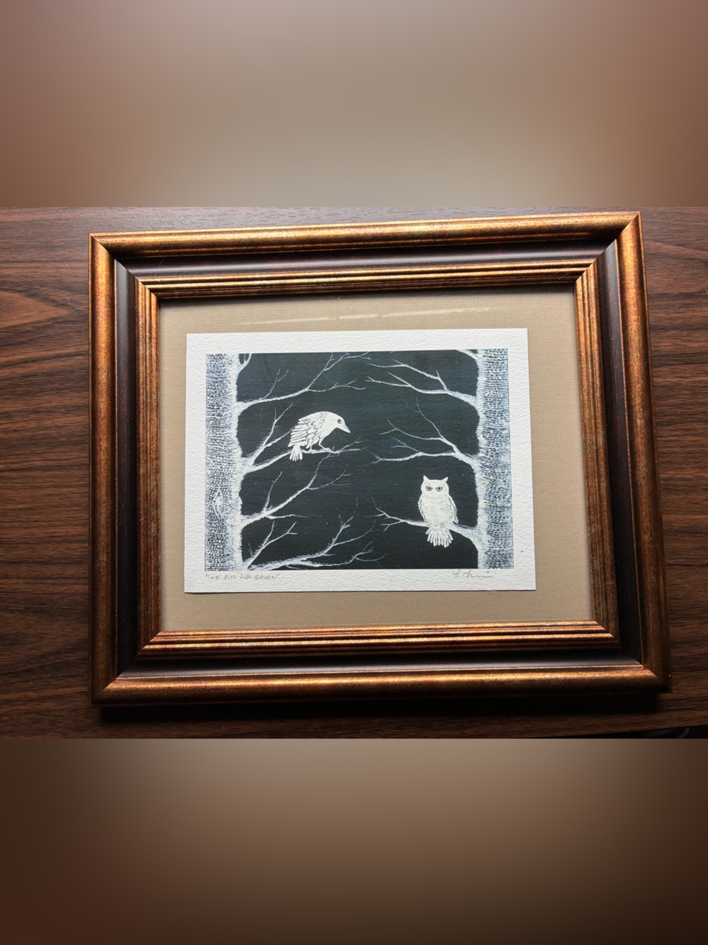 Framed Owl and Raven Print 🦉🦉🐦⬛🐦⬛